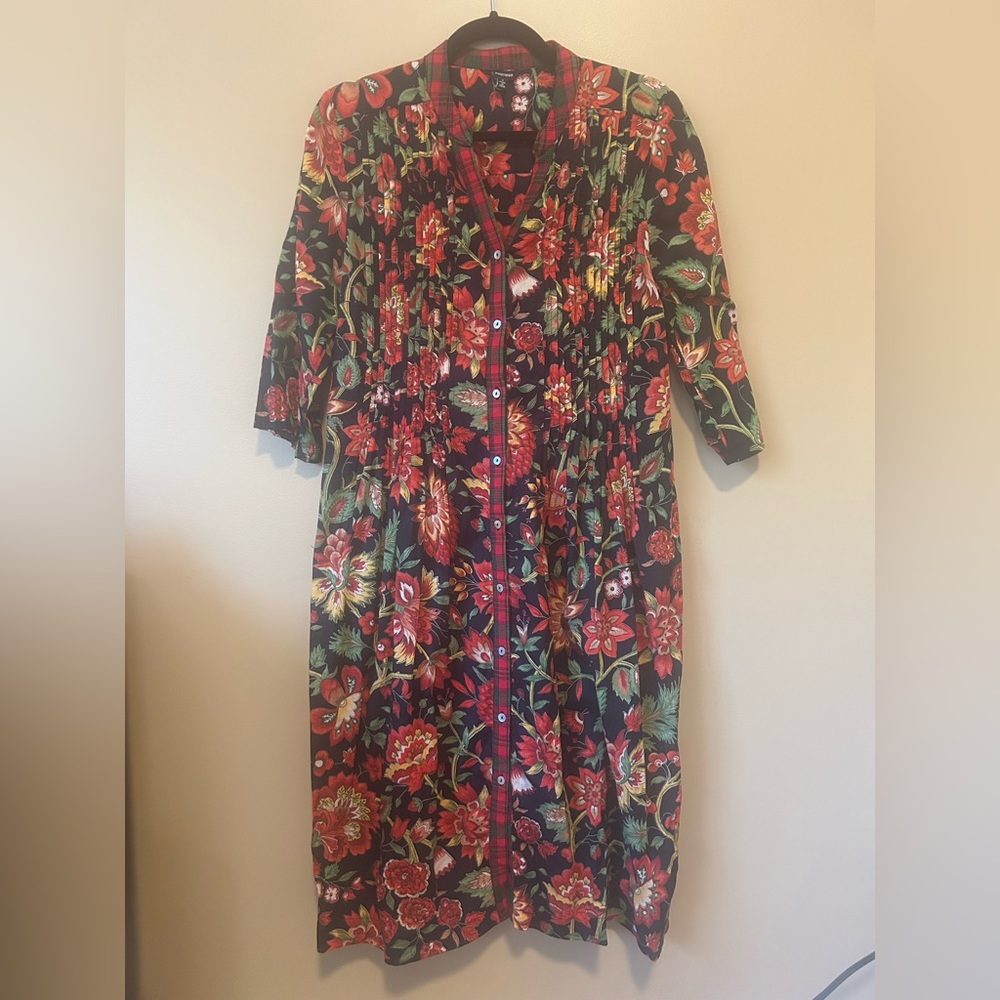 J Peterman Flower Print Dress